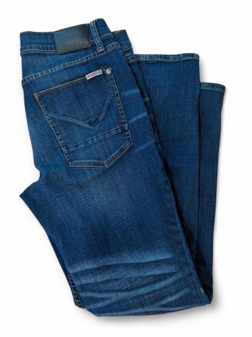 Hudson Byron Men's Dark Blue Straight Cut Denim Jeans, Classic Straight Fit - 34
